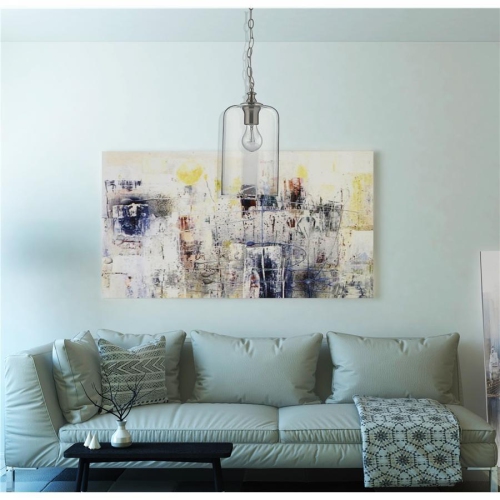 Beldi 21960-H Lampe Suspendue en Verre de la Collection Lucan, 6 1/2'' X 72 3/16'', Pour Ampoule DEL ou Incandescente, Argenté