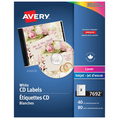 Étiquette de CD d'Avery - Paquet de 40 - Blanc