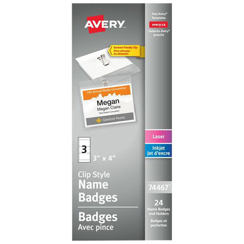 Avery Garment Friendly Clip Style Name Badge Kit - 24 Pack