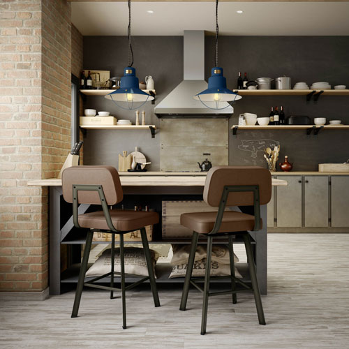 Clarkson Contemporary Counter Height Barstool - Medium Brown/Gun Metal