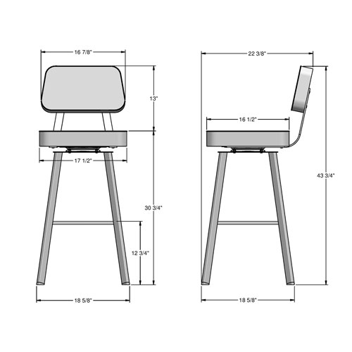 Clarkson Contemporary Bar Height Barstool - Pale Grey/Dark Brown