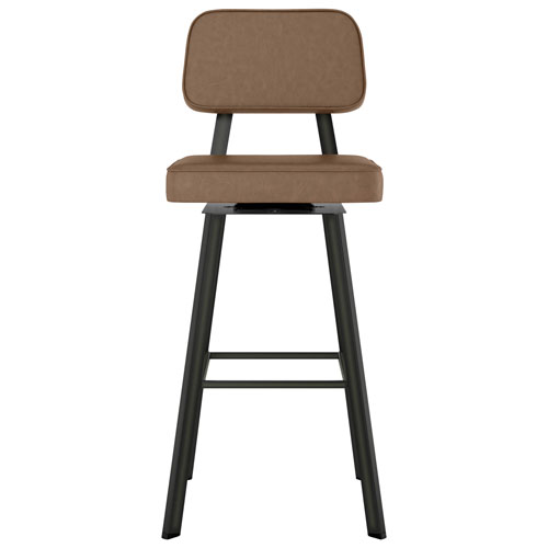 Clarkson Contemporary Bar Height Barstool - Medium Brown/Gun Metal