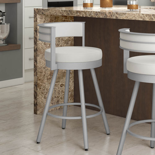 Eller Modern Bar Height Barstool - White/Silver Grey