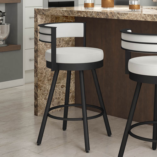 Eller Modern Bar Height Barstool - White/Black