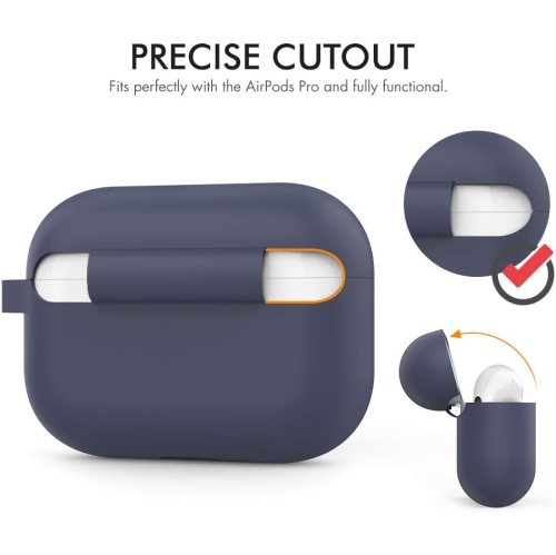 AirPods Pro Case Protective Cover [Front LED Visible] [Added Carabiner] Compatible with Apple AirPods Pro 2019