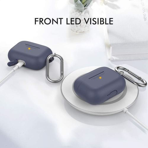 AirPods Pro Case Protective Cover [Front LED Visible] [Added Carabiner] Compatible with Apple AirPods Pro 2019