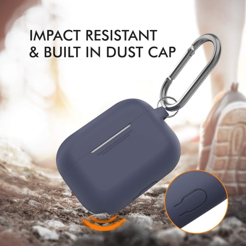 AirPods Pro Case Protective Cover [Front LED Visible] [Added Carabiner] Compatible with Apple AirPods Pro 2019