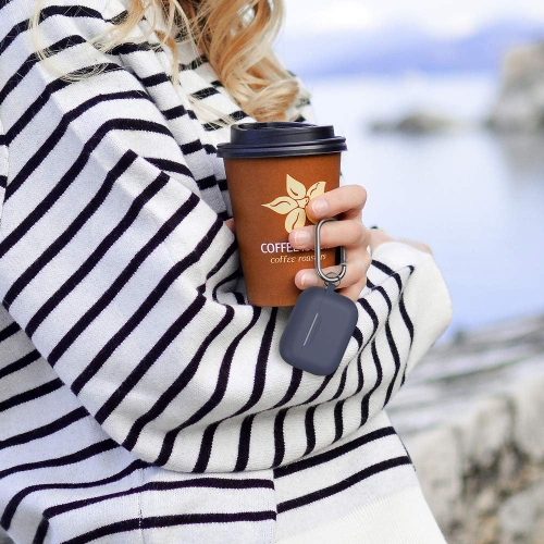 AirPods Pro Case Protective Cover [Front LED Visible] [Added Carabiner] Compatible with Apple AirPods Pro 2019