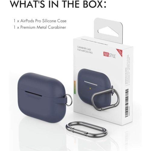 AirPods Pro Case Protective Cover [Front LED Visible] [Added Carabiner] Compatible with Apple AirPods Pro 2019