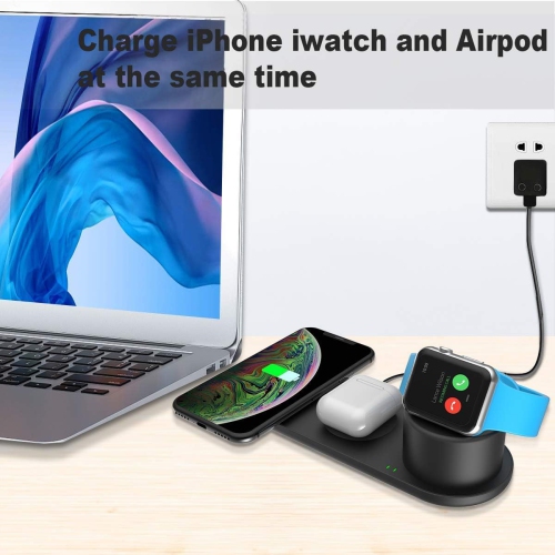 3 in 1 Wireless Charger Compatible with Apple Watch Series 6/5/4/3/2/1,New iPhone SE 2020/iPhone 11/11 Pro/Xs/Xs Max/XR/X/Galaxy S10/Note 9 Plus Qi