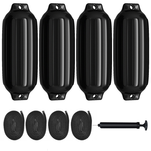Gymax Pack of 4 27" Boat Fenders Marine Bumper Hand Inflatable Black