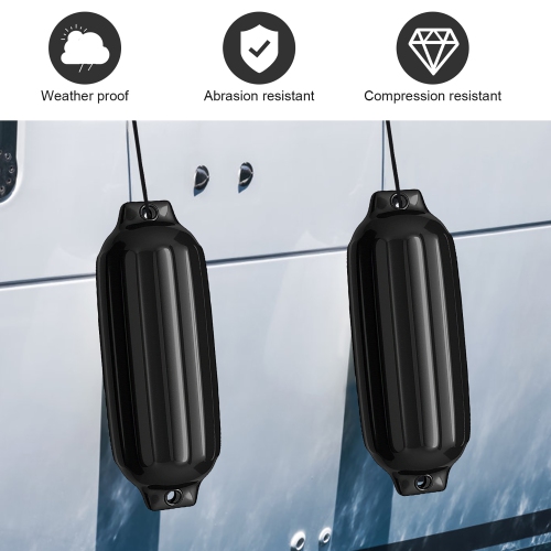 Gymax Pack of 4 27" Boat Fenders Marine Bumper Hand Inflatable Black