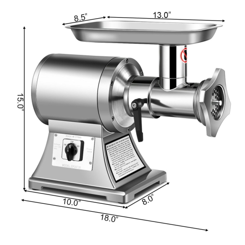 Gymax Commercial Grade Meat Grinder Stainless Steel Heavy Duty 1.5HP 1100W 550LB/h