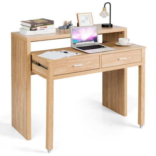 Gymax Computer Desk Extendable Pc Laptop Writing Study Console