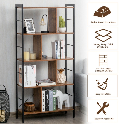 Gymax 4-Tier Bookcase Industrial Bookshelf Floor Standing Storage Rack