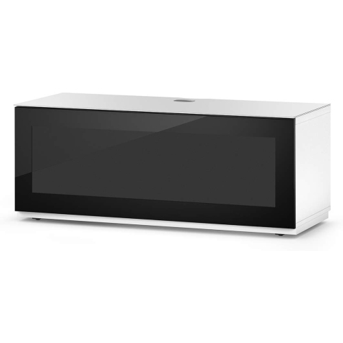 SONOROUS Studio ST-110B Wood and Glass Modern TV Stand with Hidden Wheels for Sizes up to 65" - White