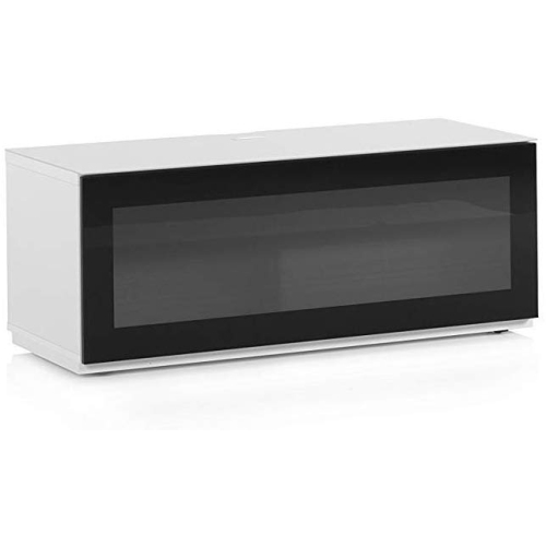 SONOROUS Studio ST-110B Wood and Glass Modern TV Stand with Hidden Wheels for Sizes up to 65" - White