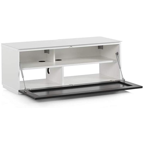 SONOROUS Studio ST-110B Wood and Glass Modern TV Stand with Hidden Wheels for Sizes up to 65" - White