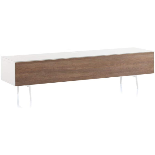 SONOROUS Studio ST-360 Wood and Glass Modern TV Stand with Spike Metal Legs for Sizes up to 75" - White