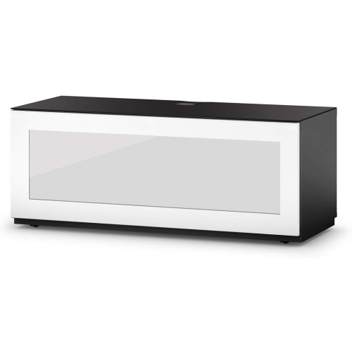 SONOROUS Studio ST-110B Wood and Glass Modern TV Stand with Hidden Wheels for Sizes up to 65" - Black