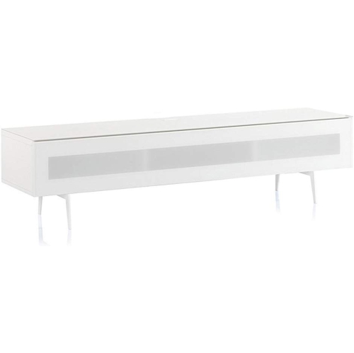 SONOROUS Studio ST-360 Wood and Glass Modern TV Stand with Spike Metal Legs for Sizes up to 75" -White