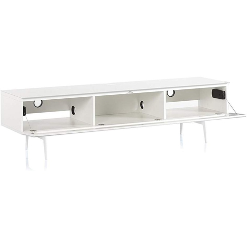 SONOROUS Studio ST-360 Wood and Glass Modern TV Stand with Spike Metal Legs for Sizes up to 75" -White