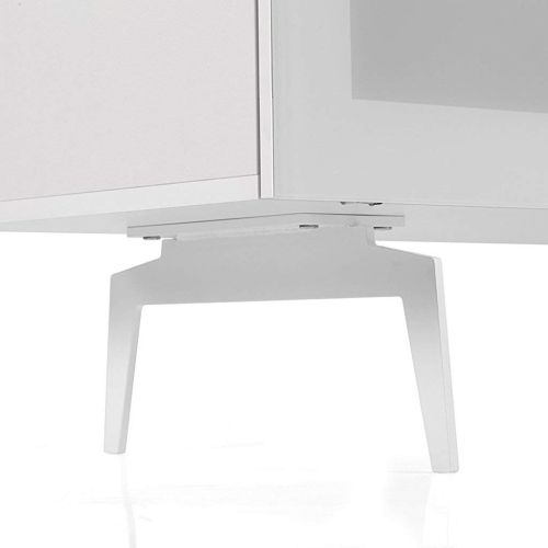 SONOROUS Studio ST-360 Wood and Glass Modern TV Stand with Spike Metal Legs for Sizes up to 75" -White