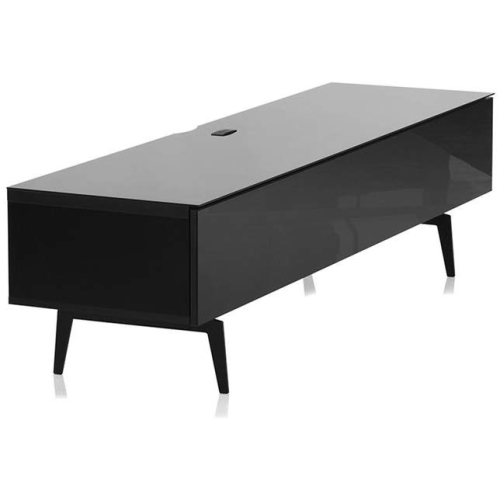 SONOROUS Studio ST-360 Wood and Glass Modern TV Stand with Spike Metal Legs for Sizes up to 75" - Black