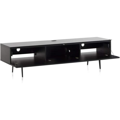 SONOROUS Studio ST-360 Wood and Glass Modern TV Stand with Spike Metal Legs for Sizes up to 75" - Black