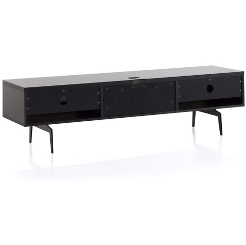 SONOROUS Studio ST-360 Wood and Glass Modern TV Stand with Spike Metal Legs for Sizes up to 75" - Black