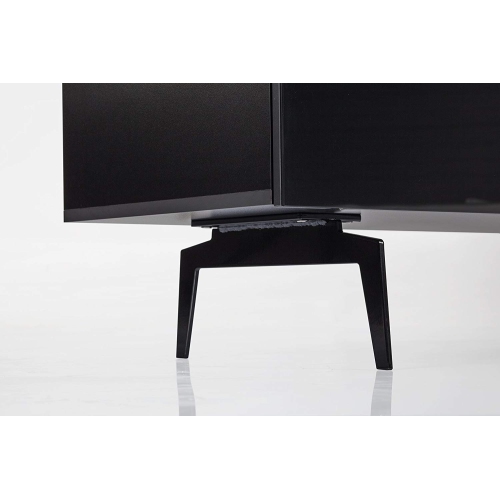 SONOROUS Studio ST-360 Wood and Glass Modern TV Stand with Spike Metal Legs for Sizes up to 75" - Black