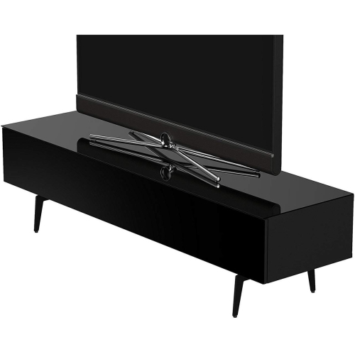 SONOROUS Studio ST-360 Wood and Glass Modern TV Stand with Spike Metal Legs for Sizes up to 75" - Black