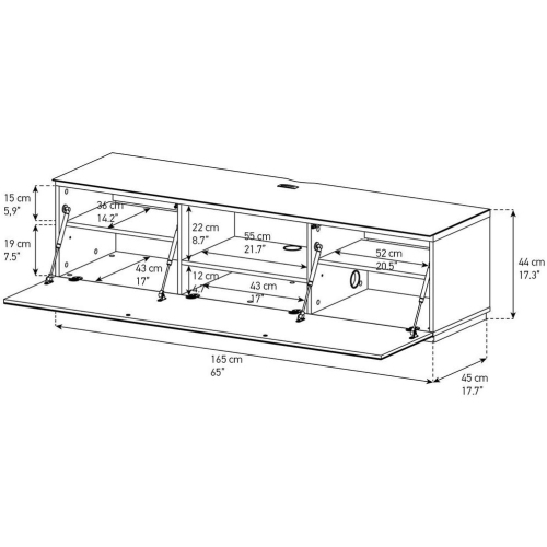 SONOROUS Studio ST-160B Wood and Glass Modern TV Stand with Hidden Wheels for Sizes up to 75" - Black