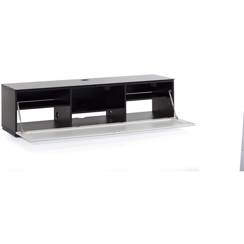 SONOROUS Studio ST-160B Wood and Glass Modern TV Stand with Hidden Wheels for Sizes up to 75" - Black