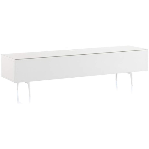 SONOROUS Studio ST-360 Wood and Glass Modern TV Stand with Spike Metal Legs for Sizes up to 75" - White