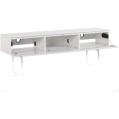 SONOROUS Studio ST-360 Wood and Glass Modern TV Stand with Spike Metal Legs for Sizes up to 75" - White