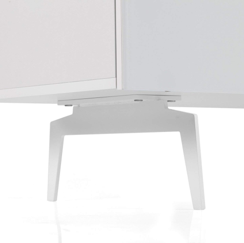 SONOROUS Studio ST-360 Wood and Glass Modern TV Stand with Spike Metal Legs for Sizes up to 75" - White