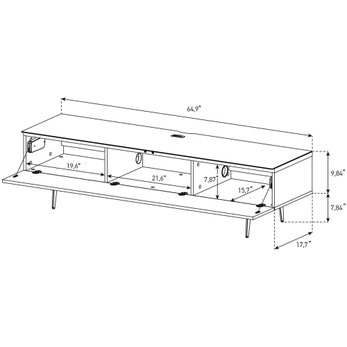 SONOROUS Studio ST-360 Wood and Glass Modern TV Stand with Spike Metal Legs for Sizes up to 75" - White