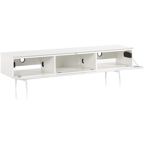 SONOROUS Studio ST-360 Wood and Glass Modern TV Stand with Spike Metal Legs for Sizes up to 75" -White
