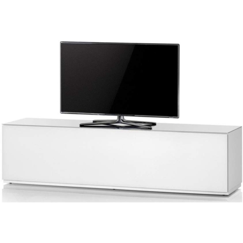 SONOROUS Studio ST-160B Wood and Glass Modern TV Stand with Hidden Wheels for Sizes up to 75" -White