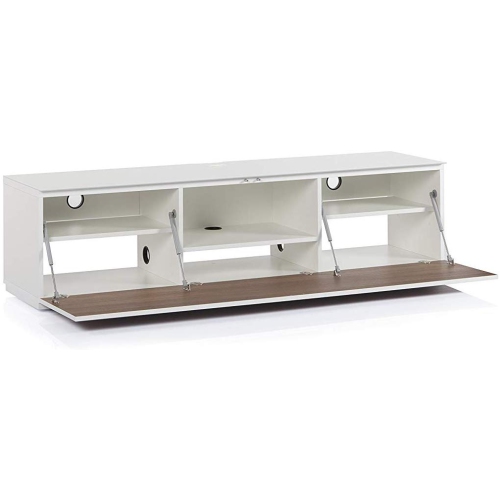 SONOROUS Studio ST-160B Wood and Glass Modern TV Stand with Hidden Wheels for Sizes up to 75" -White