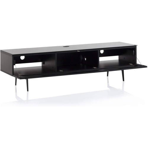 SONOROUS Studio ST-360 Wood and Glass Modern TV Stand with Spike Metal Legs for Sizes up to 75" -Black
