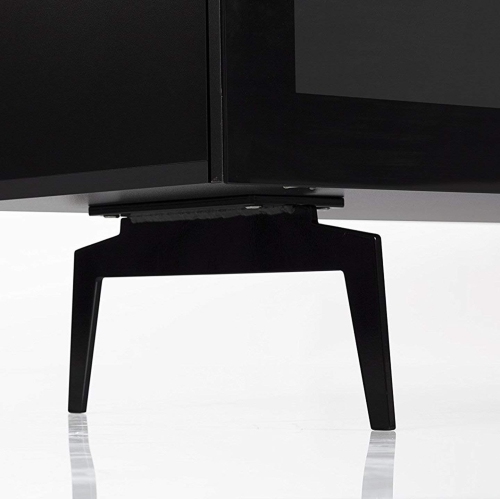 SONOROUS Studio ST-360 Wood and Glass Modern TV Stand with Spike Metal Legs for Sizes up to 75" -Black