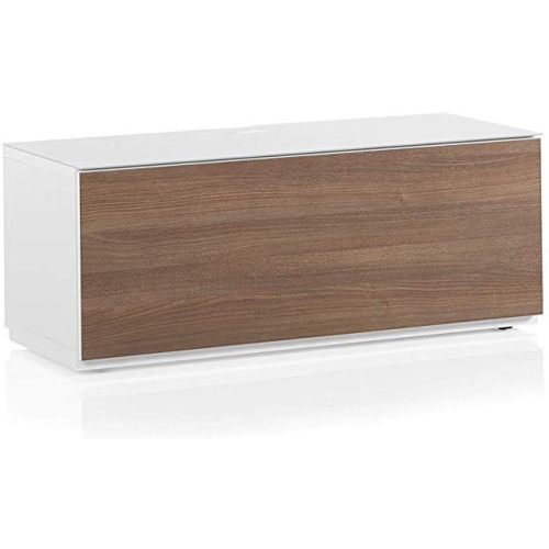 SONOROUS Studio ST-110B Modern Wood and Glass TV Stand with Hidden Wheels for Sizes up to 65" -White