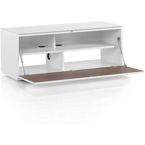 SONOROUS Studio ST-110B Modern Wood and Glass TV Stand with Hidden Wheels for Sizes up to 65" -White