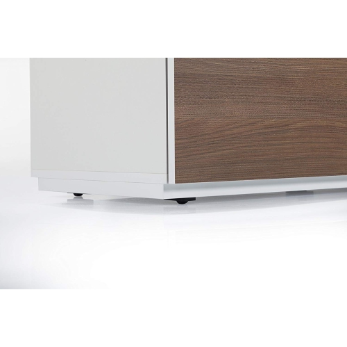 SONOROUS Studio ST-110B Modern Wood and Glass TV Stand with Hidden Wheels for Sizes up to 65" -White