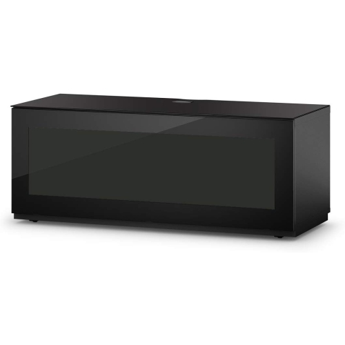 SONOROUS Studio ST-110B Wood and Glass Modern TV Stand with Hidden Wheels for Sizes up to 65" - Black