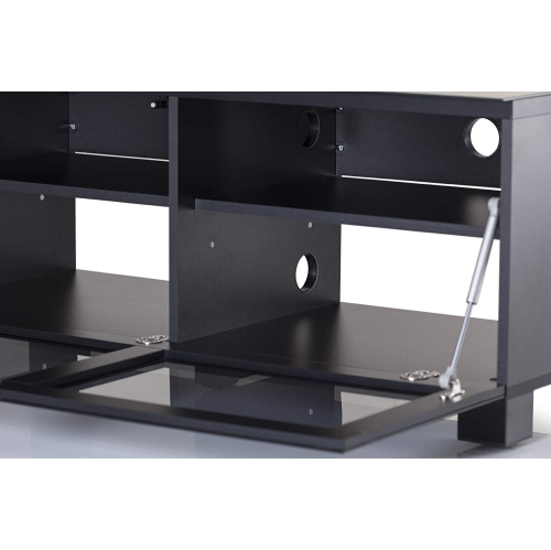 SONOROUS Studio ST-110B Wood and Glass Modern TV Stand with Hidden Wheels for Sizes up to 65" - Black