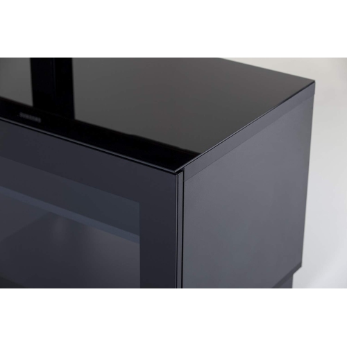 SONOROUS Studio ST-110B Wood and Glass Modern TV Stand with Hidden Wheels for Sizes up to 65" - Black