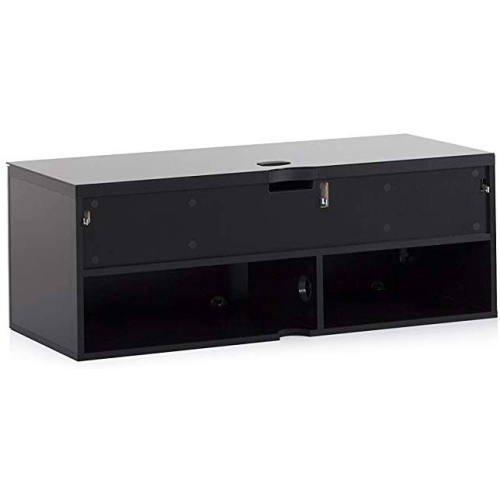 SONOROUS Studio ST-110B Wood and Glass Modern TV Stand with Hidden Wheels for Sizes up to 65" -Black